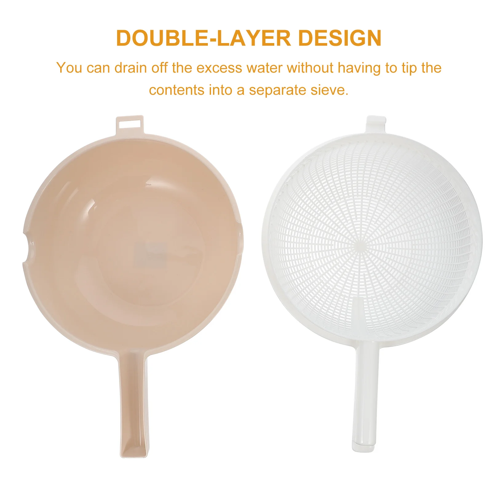 

Double-Layer Draining Basket Kitchen Colander Bowl For Fruit Vegetable Pasta Wash Strainer Detachable Handle Drainage Tool