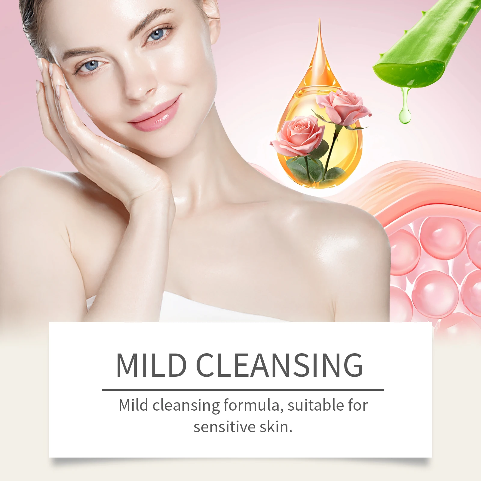 Garam Mandi Aroma Mawar Menutrisi Kulit Meningkatkan Kekeringan Formula Pembersih Ringan Cocok untuk Kulit Sensitif
