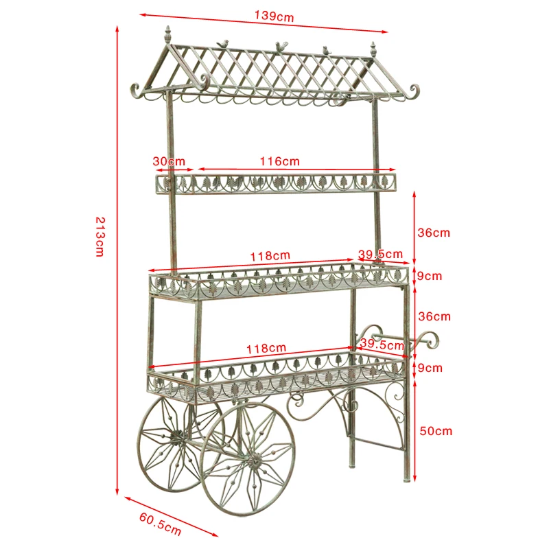 External order European old wrought iron float large flower stand outdoor courtyard garden multi-layer shelf