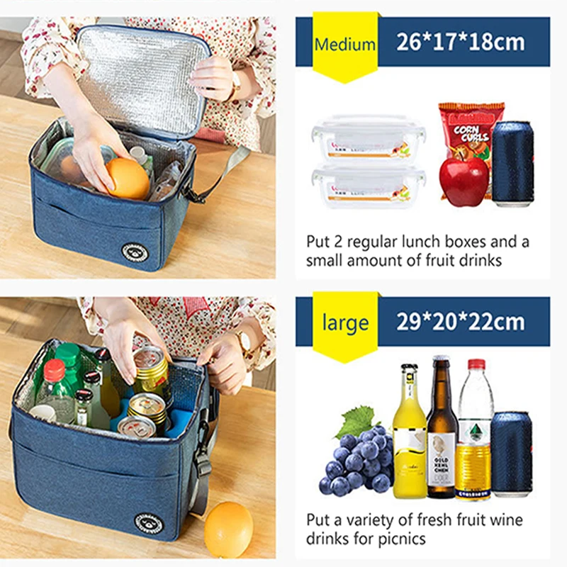 Insulated Lunch Bag for Women Working Office Rice Container Food Storage Thermal Bags Kids Portable Camping Picnic Bento Box