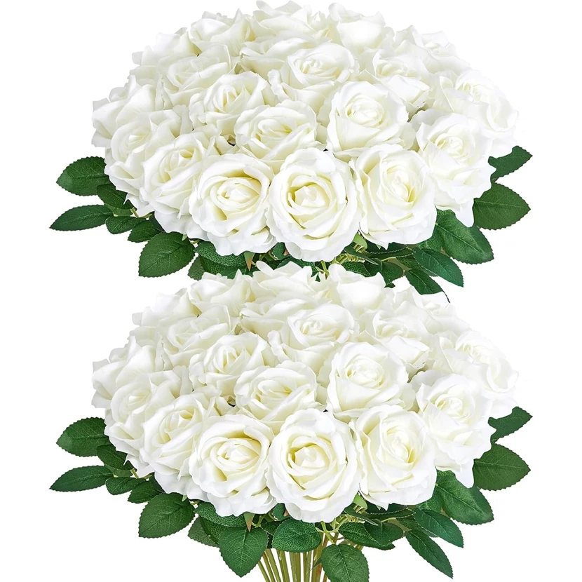 Vasos de flores artificiais de 50 peças, vasos de rosas falsas, acessórios para decoração de sala de casa, plantas de casamento, nupcial, quintal ao ar livre, atacado