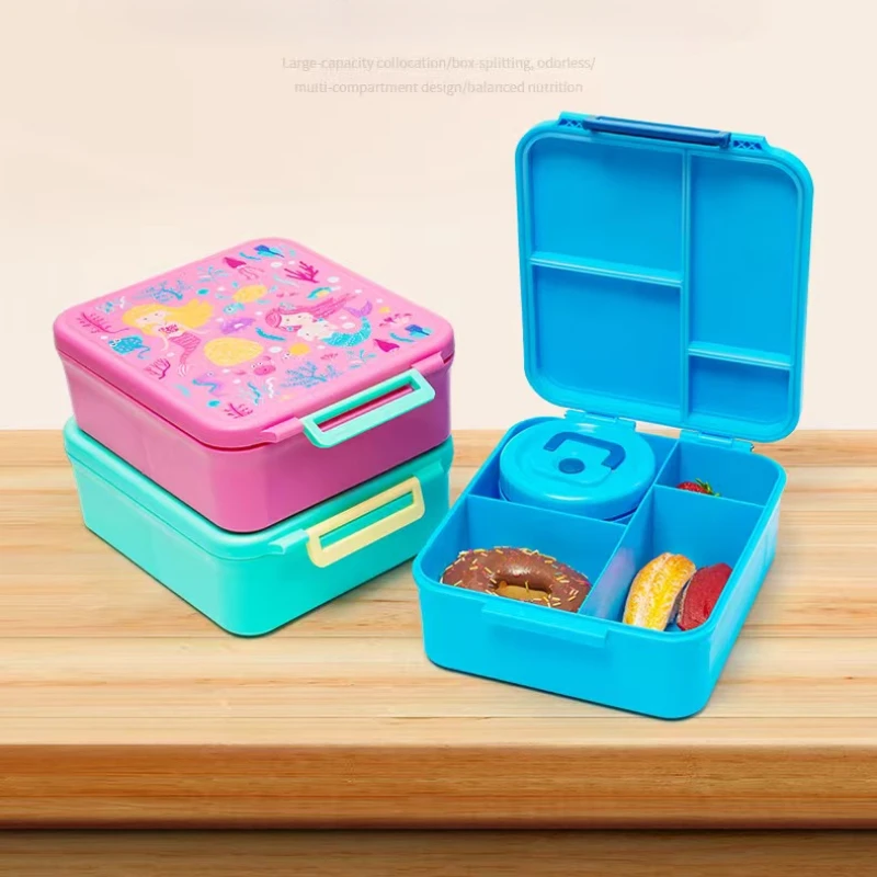 

Leak-proof bento box set for kids with 8 oz insulated vacuum food cans, lunch bags, ice packs, and a bendable fork and spoon