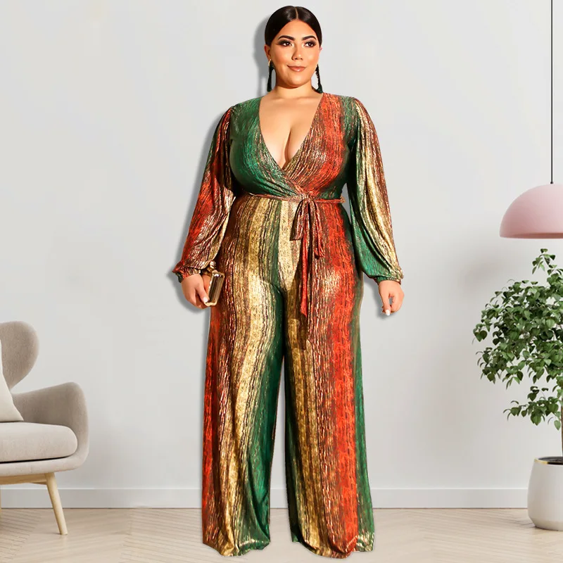 

218108 Large Women's Clothes 2025 Winter New Long Sleeved Straight Tube Jumpsuit New Products