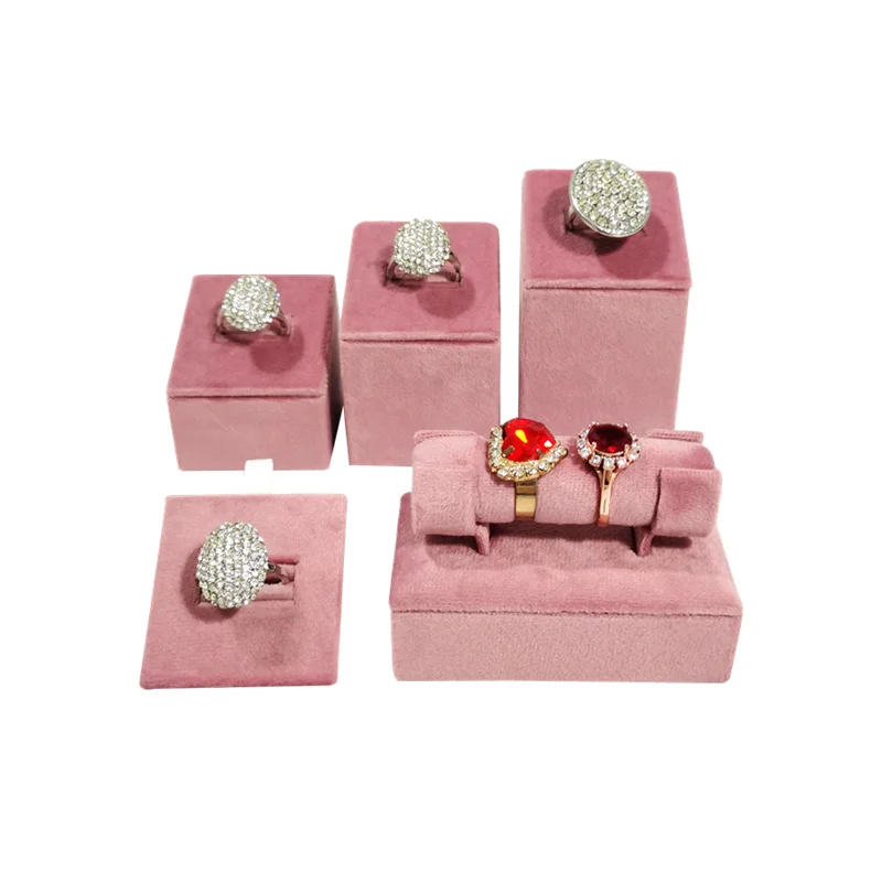 الوردي هولاند المخملية حلقة حامل حلقة أقراط الإسورة سوار تخزين الرف تخزين المجوهرات عرض موقف المنظم للمتجر