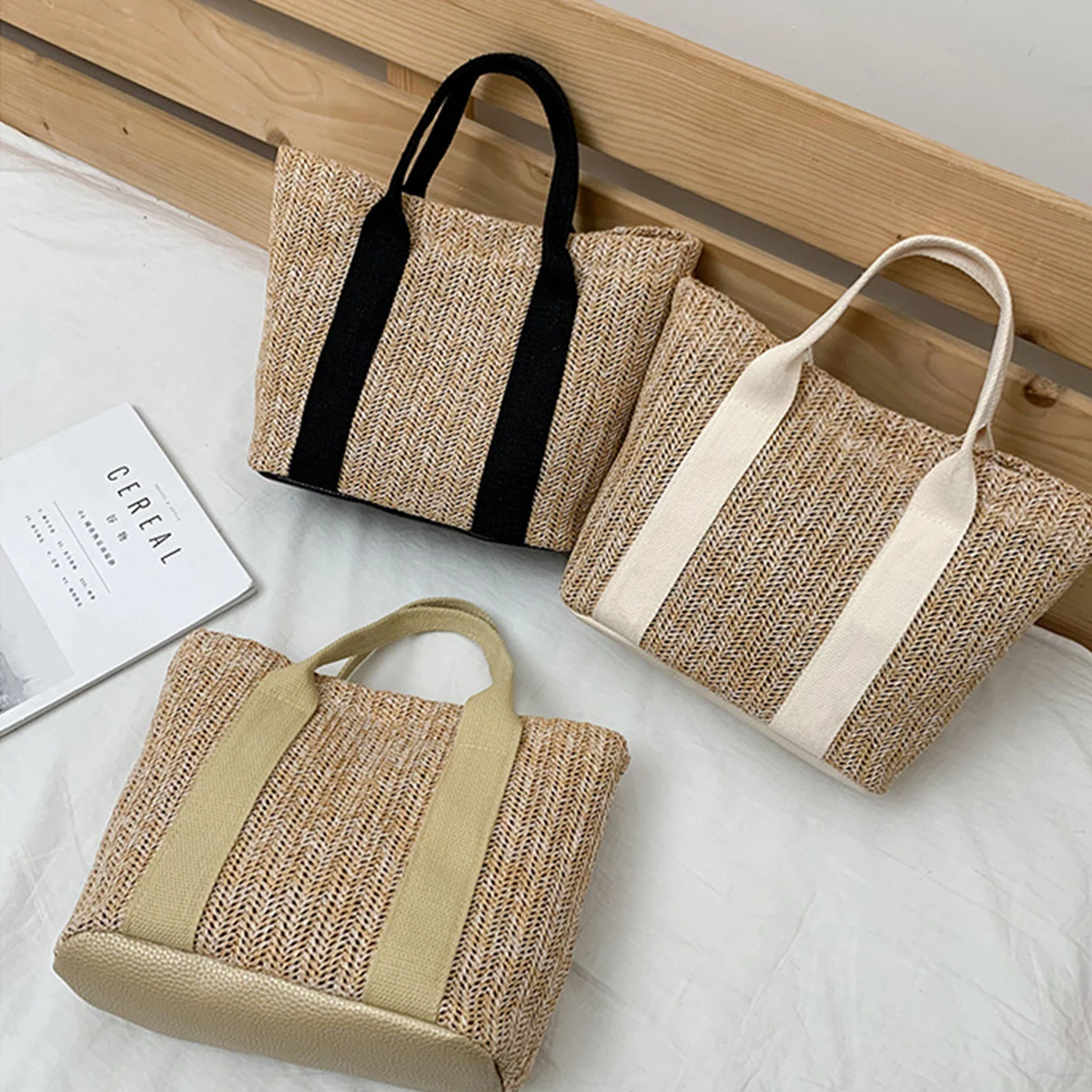 Woven Bag Shoulder Cross Straw Bag Large Capacity Summer Bag Female Small Fresh Travel Hundred with Beach Bag Large Capacity Cro