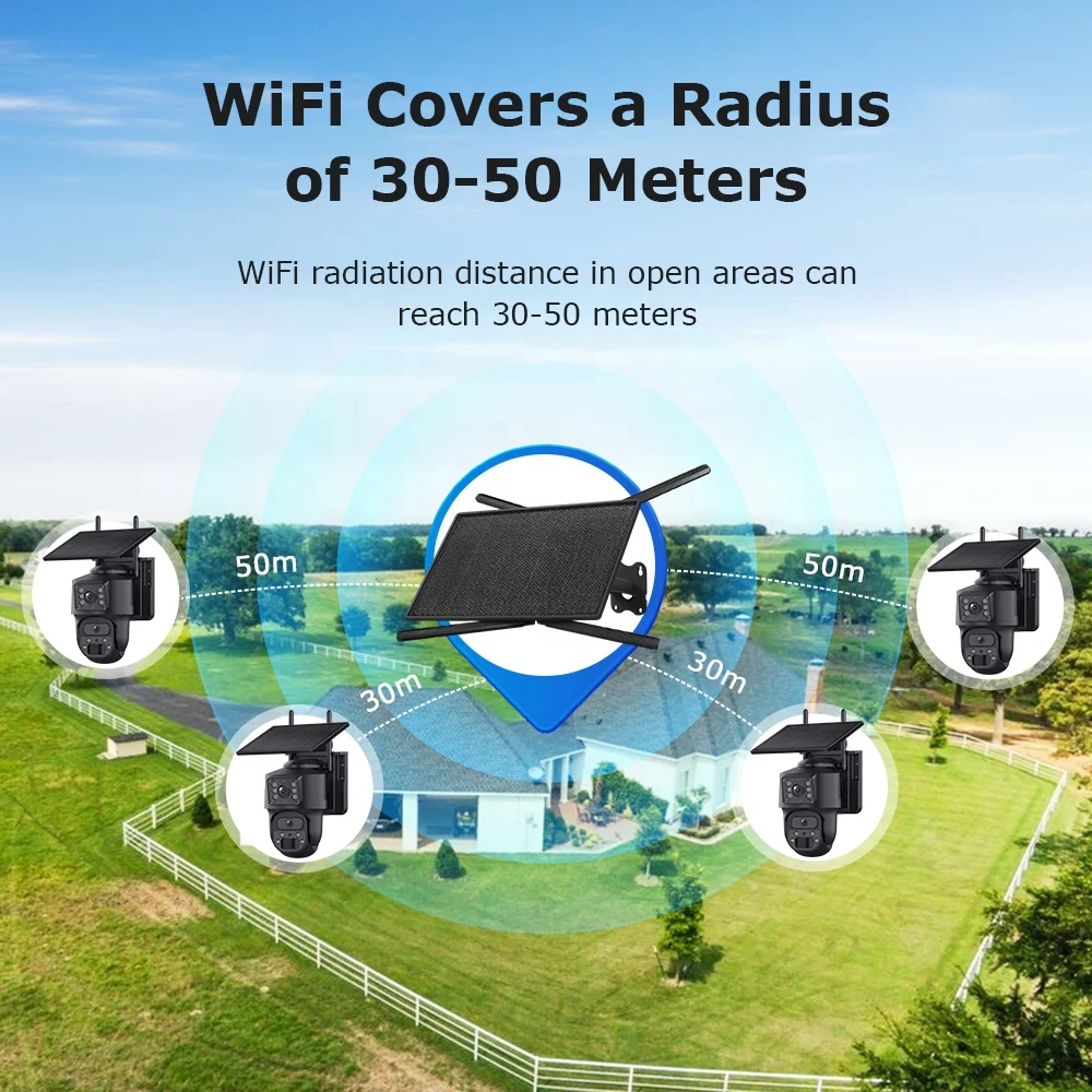 4ch Solar Powered Camera With 4g Router 6mp Security System Kits Ip Cctv Camera Human Detection Auto Track Wireless Wifi Camera