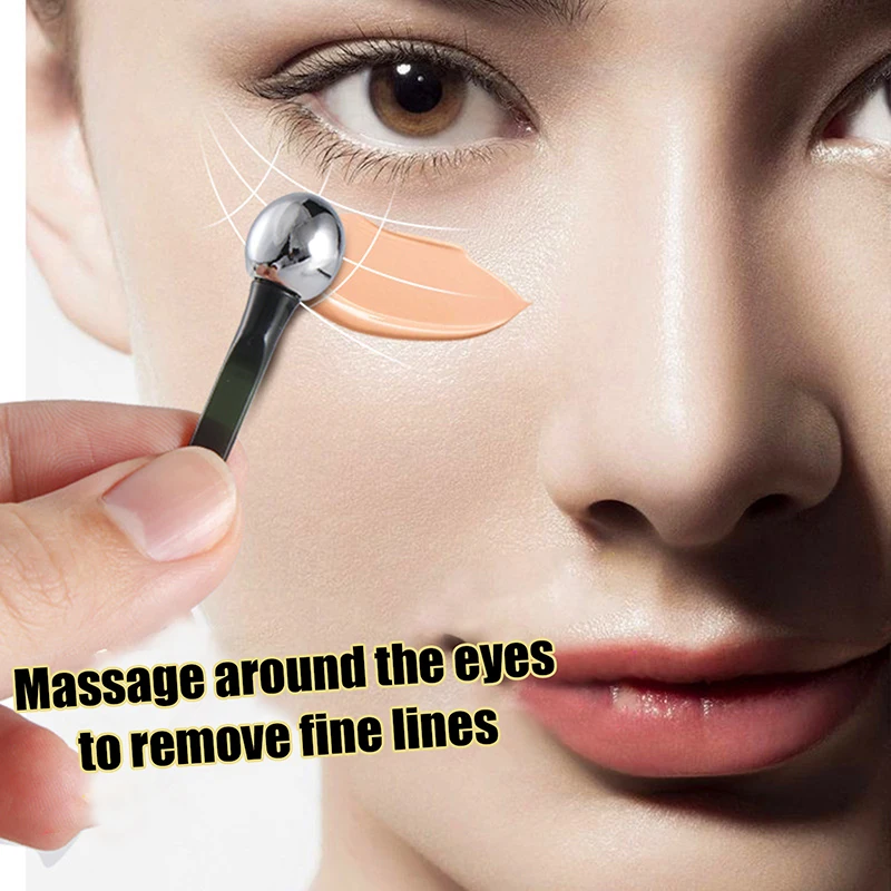 Roller Massage Eye Stick applicatore per crema per gli occhi spatola cosmetica cucchiaio per il viso antirughe strumento per la cura della pelle sottile per il viso in lega d'oro