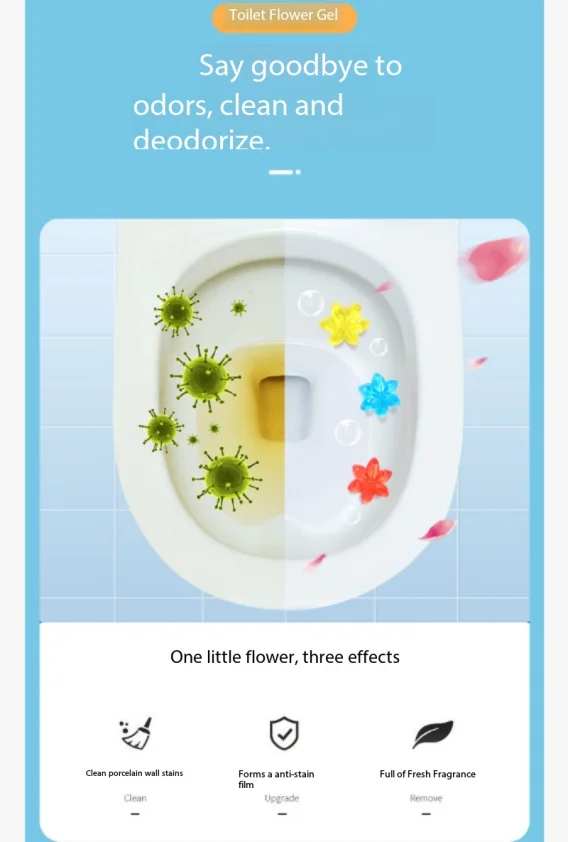Toilet Fragrant Flower Scent, Toilet Deodorant Incense Gel, Toilet Cleaner, Bathroom Air Freshener.