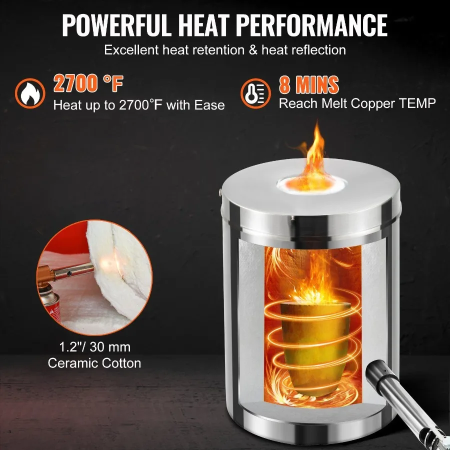6 kg Propan-Schmelzofen-Set, Schmelzofen, Edelstahl, 2700 Grad, Fahrenheit