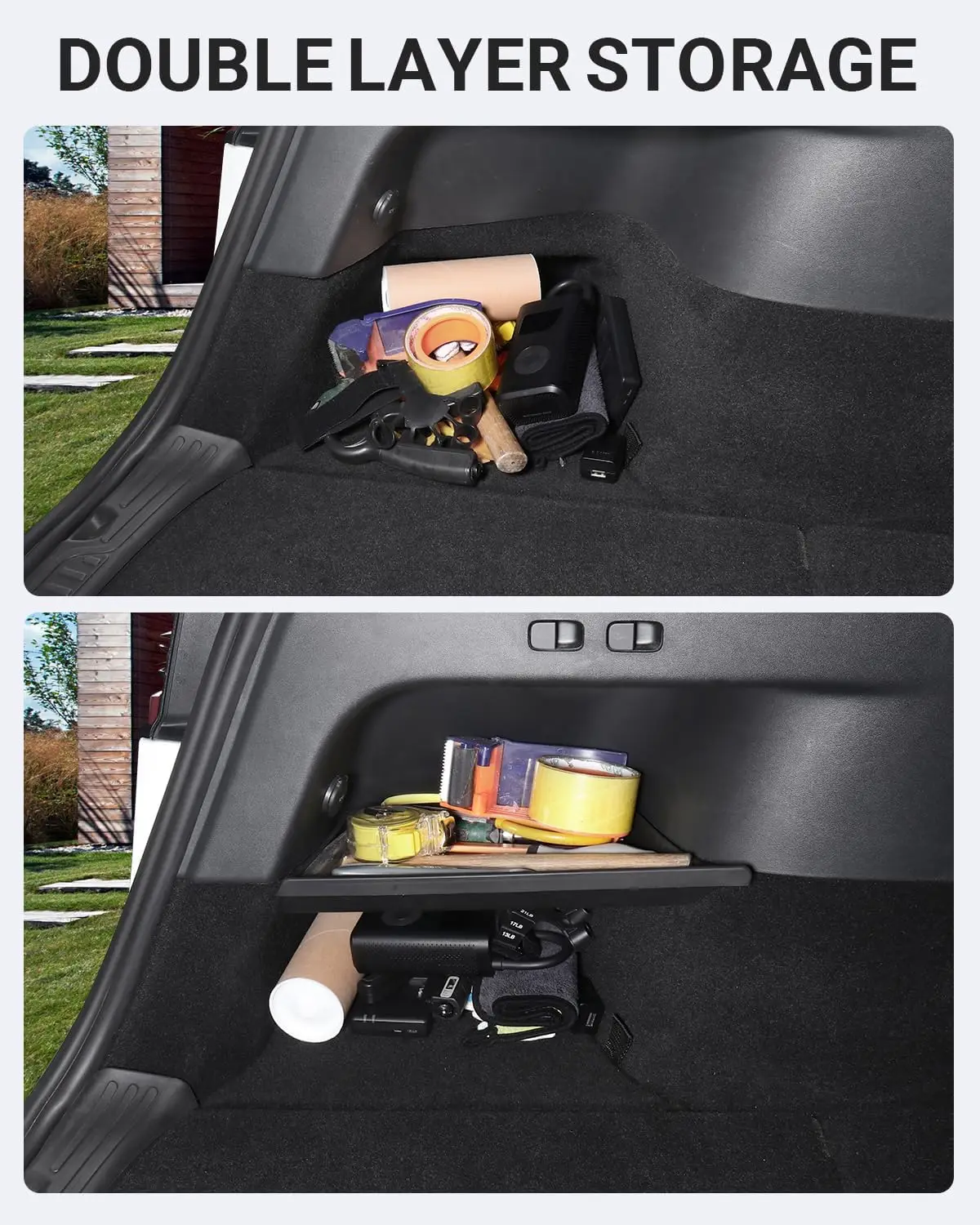 Per Tesla Model Y posteriore tronco laterale vassoio portaoggetti Organizer Board TPE Trunk Divider Storage accessori interni Tesla 2021-2023