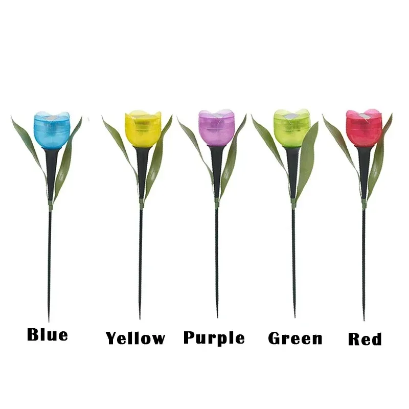 Solar LED Light Outdoor Tulip Rose Flower Lamp Landscape Garden Decor Lawn Lamp Waterproof Garden Lights Outdoor Solar Lights