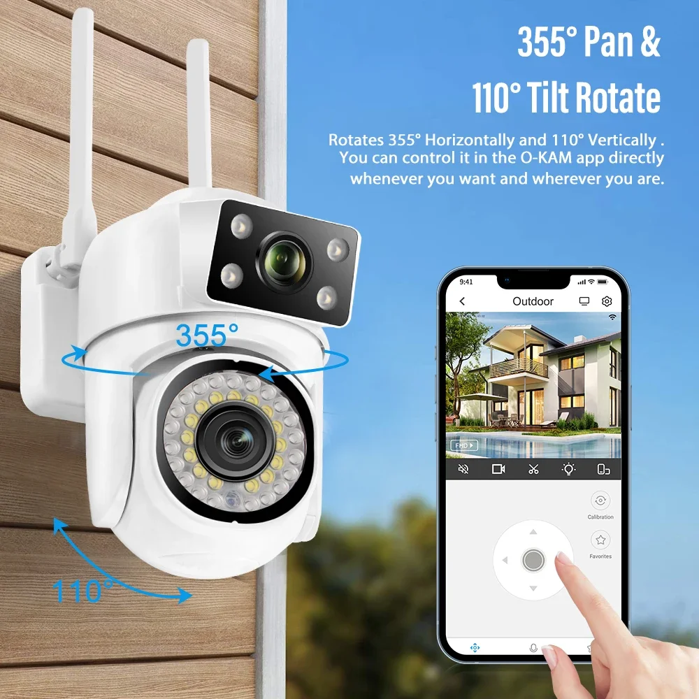 4K 8MP Wifi PTZ Camera Dual Lens IP CCTV Video Surveillance Camera Ai Human Detect Auto Tracking Night Vision Outdoor Waterproof