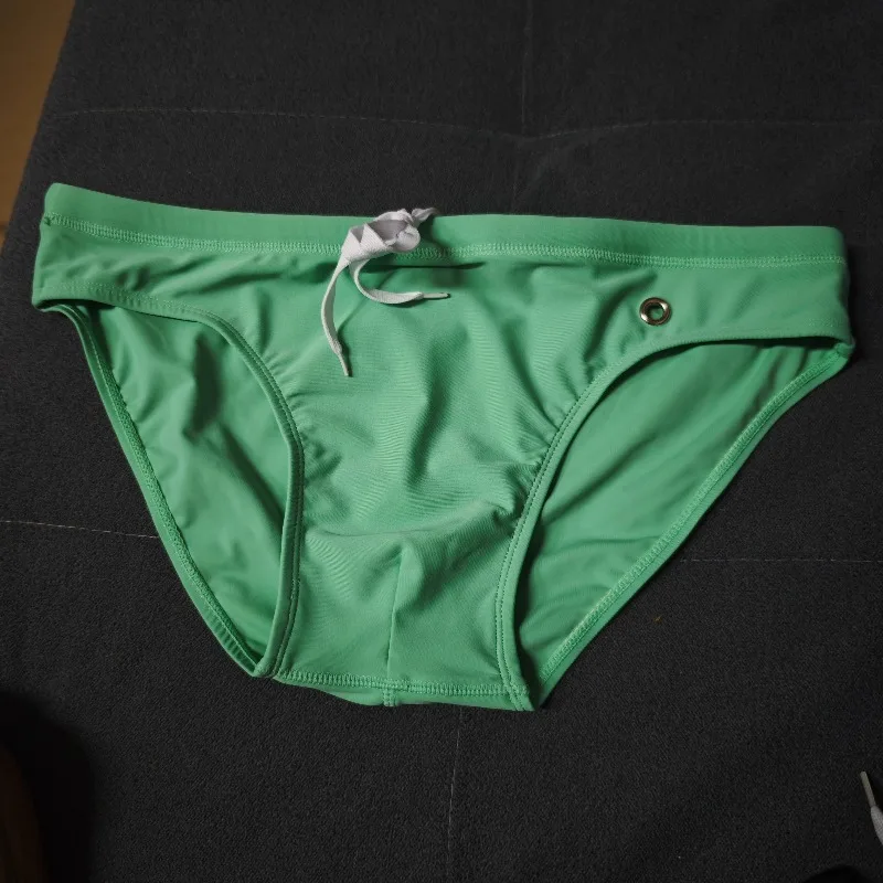 men's solid color nylon triangle swimming trunks European and American beach pants hot spring foreign trade swimming trunksAQ-3
