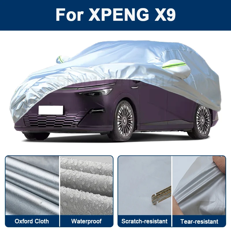 

Outdoor Full Car Cover For XPENG X9 with Reflective Strips Waterproof Snowproof Dustproof UV Protection Exterior Accessories