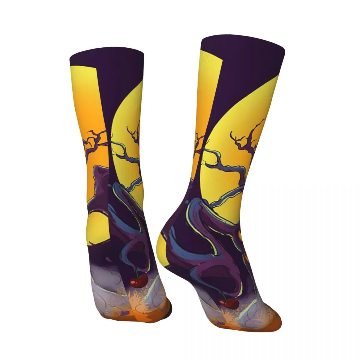 All Seasons Halloween Haunted Tree Monster Cartoon Socks Harajuku Sport Middle Tube Socks Sweat Absorbing Stockings for Unisex