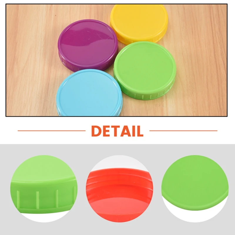 16 Pack Plastic Jar Lids - Colored Jar Caps 100% Compatible For Ball Kerr Wide Jars (Wide Mouth)