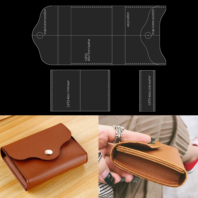 YOMDID 3pcs Wallet Making Mold Acrylic Template Leather Pattern Wallet Stencils DIY Leather Supplies Molds Handmade Accessories