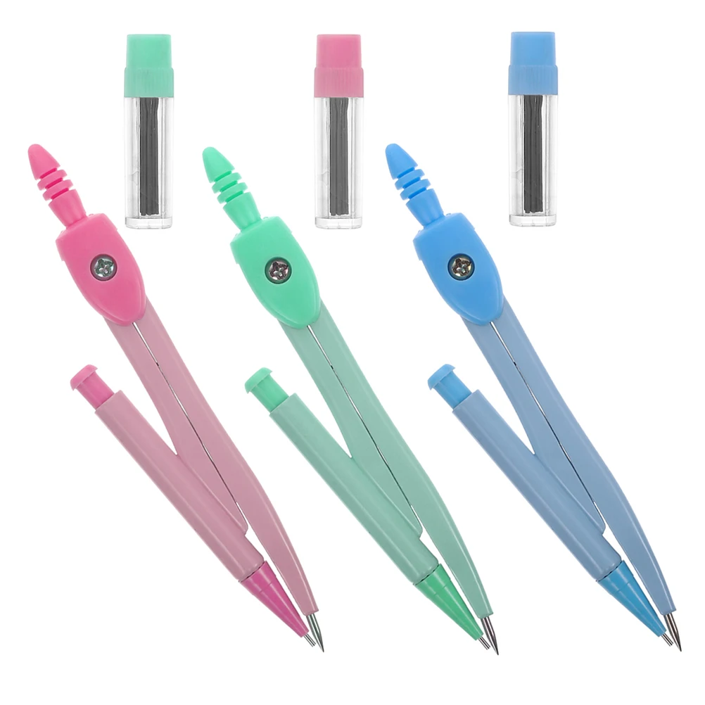3 Sets Metal Drawing Tools Stationery Classroom Must Haves Compass for Kids Math Compasses Drafting Portable