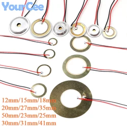 10 adet/grup Piezoelektrik Piezo Seramik Gofret Plaka Siren Buzzer Hoparlör Sensörü Dia 12 MM/15 MM/18 MM/20 MM/27 MM/35 MM/50 MM Tel