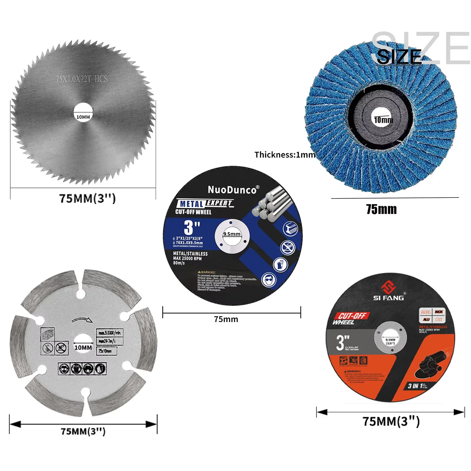 5pcs/Set 75mm Cutting Disc Grinding Wheel 3\