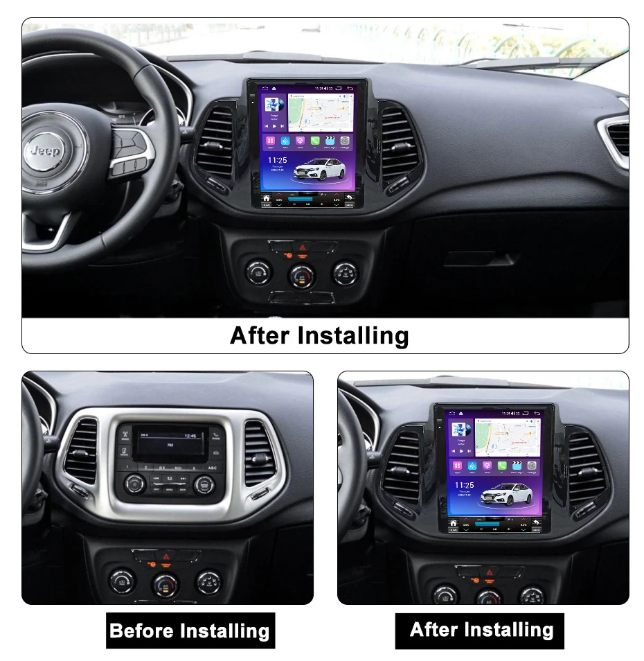 Car Screen Gps Navigation 360 Camera Music Player Car-play Android Auto For Jeep Compass 2016-2018 FM AM BT Cooling Fan