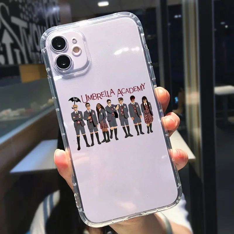 Cartoon The Umbrella Academy Clear Phone Case for IPhone 15 14 13 12 11 Pro 7 XS MAX X SE2 X XR 8Plus Soft Silicone Cover Fundas