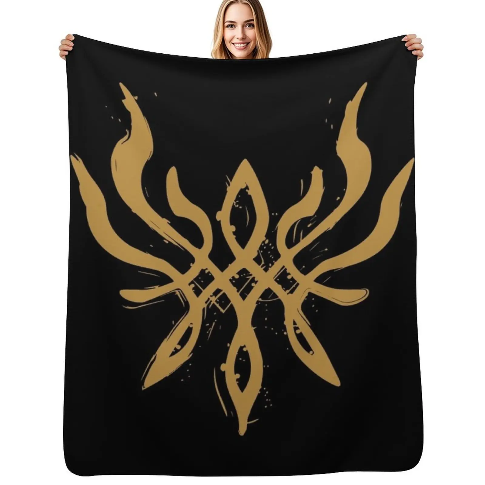 Fire Emblem?: Three Houses - Byleth Crest of Flames (Blazing Version) [Golden] Throw Blanket Moving Flannels Blankets