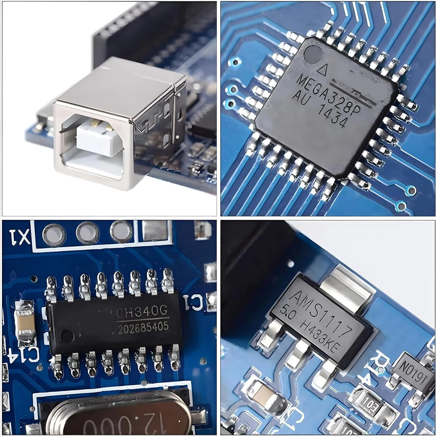 1-10PCS UNO R3 CH340G MEGA328P Chip UNO R3 + USB/TYPE-C/MICRO Cable ATMEGA328P-AU Development Board 16Mhz