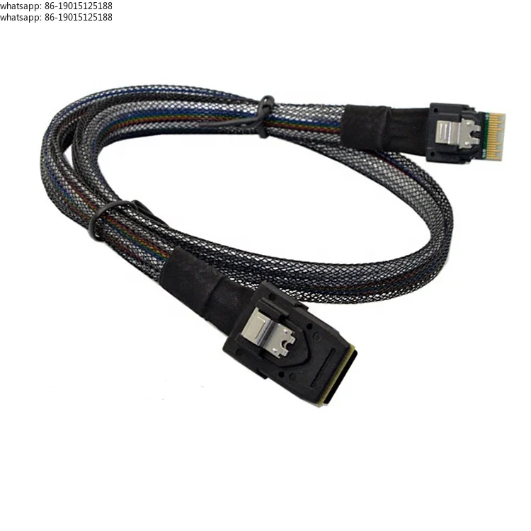 Slim Line SAS 4.0 SFF-8654 4i 38 Pin Host to Mini SAS 4i SFF-8087 36 Pin Target data Cable