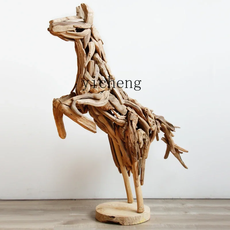 4-13Wooden Large Animal Horse Ornament for Living Room, Homestay, Clubhouse, Office, and Window Decoration