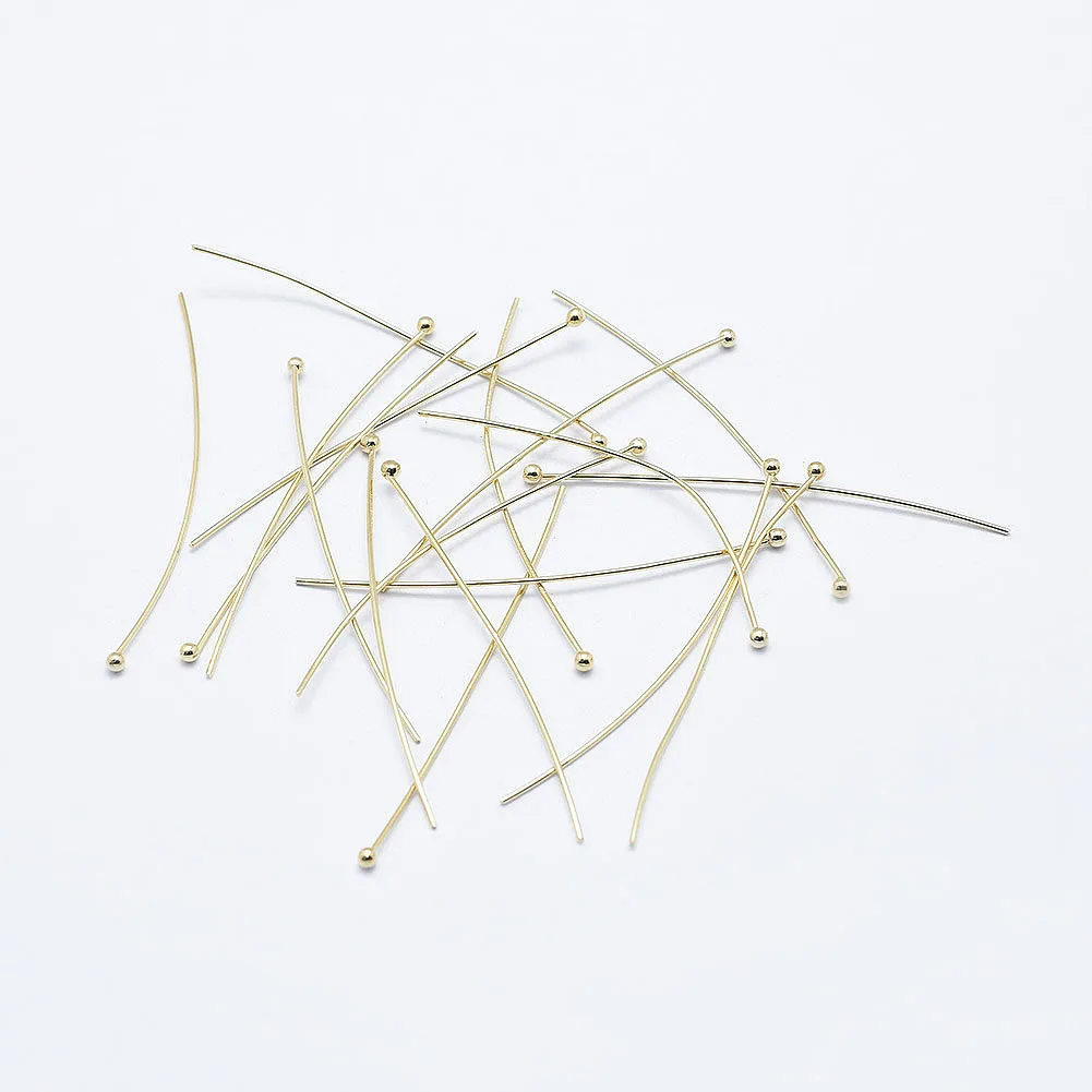 1 Bag Brass Ball Head Pins Long-Lasting Plated Gold Plated Real 18K Gold Plated for Making DIY Jewely Bracelet Craft Accessories