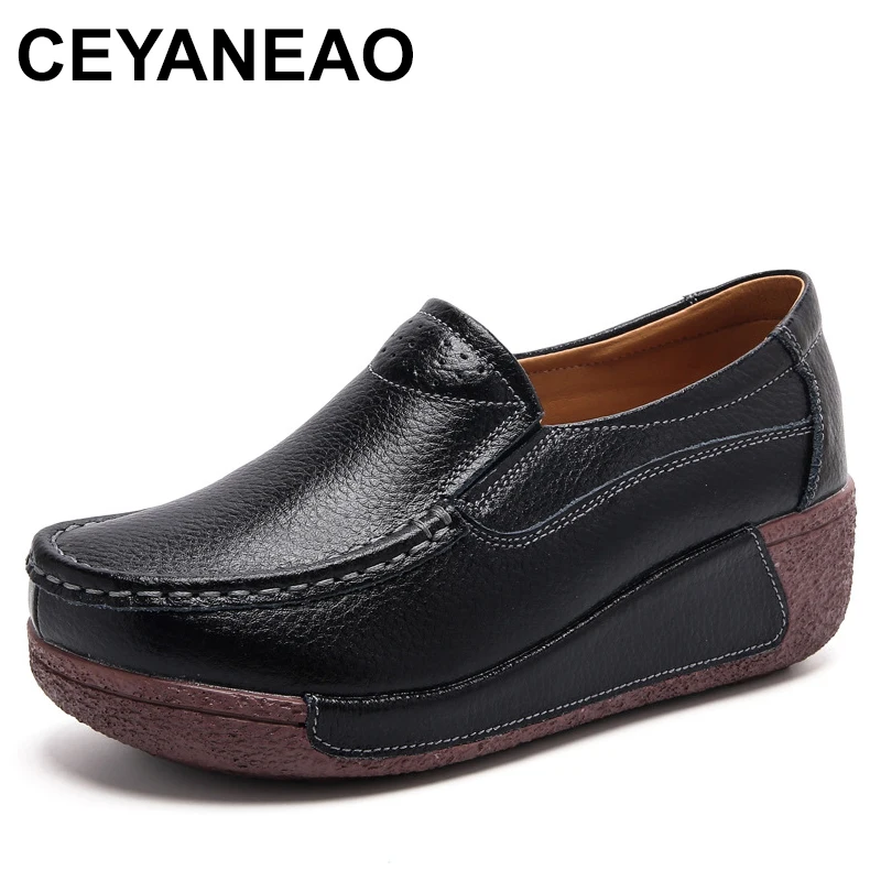 

Women Flats Comfortable Loafers Shoes Woman Breathable Leather Sneakers Women Fashion Black Soft Casual Shoes Female