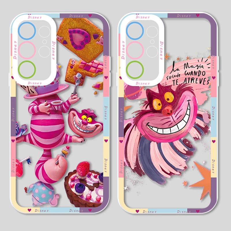 Disney Alice Cheshire Cat For Samsung Galaxy S24 S23 S22 S21 S20 Pro FE Ultra A23 A52 A53 A71 Angel Eyes Transparent Phone Case