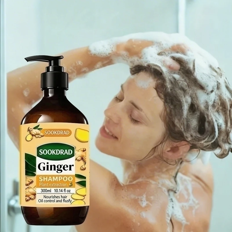 Ginger Shampoo, Oil Control Formula, Refreshing Scalp, Non-greasy, 300ml For Oily Hair