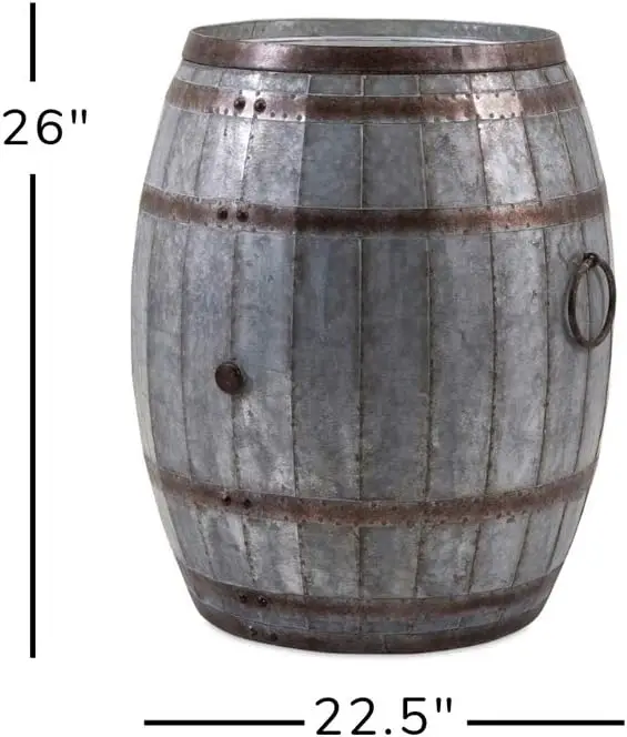 Tavolo portaoggetti per botte di vino Vineyard – Tavolo in stile botte di ferro vintage, mobili da bar per la casa in metallo rustico