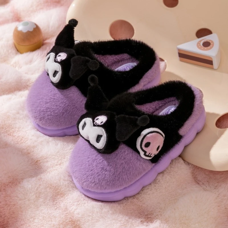 Ciepłe kapcie dziecięce, Hello Kitty,kuromi Melody Cute Cartoon, jesienne i zimowe kapcie dla rodziców i dzieci chłopcy dziewczęta buty domowe