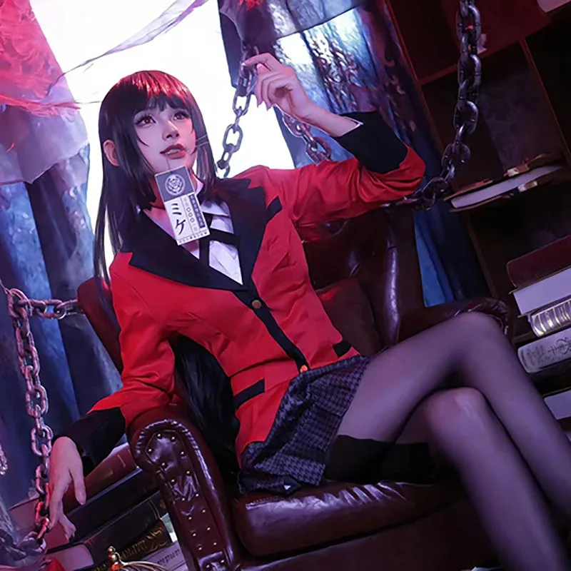 أنيمي Kakegurui Jabami Yumeko تأثيري حلي ميري ساوتومي ساياكا القهري مقامر زي مدرسي فتاة مطوي تنورة مجموعة كاملة