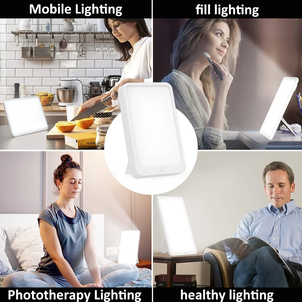 LED Touch Screen Makeup Light UV Free 3-Speed Dimming Fill Light SAD Phototherapy Light Night For Desktop/Wall Lighting