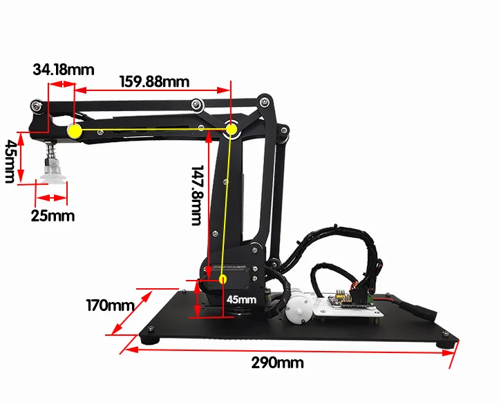 Arduino 4 DOF manipulador de Metal Kit de garra de brazo de Robot mecánico con servomotores digitales de 20KG brazo DIY
