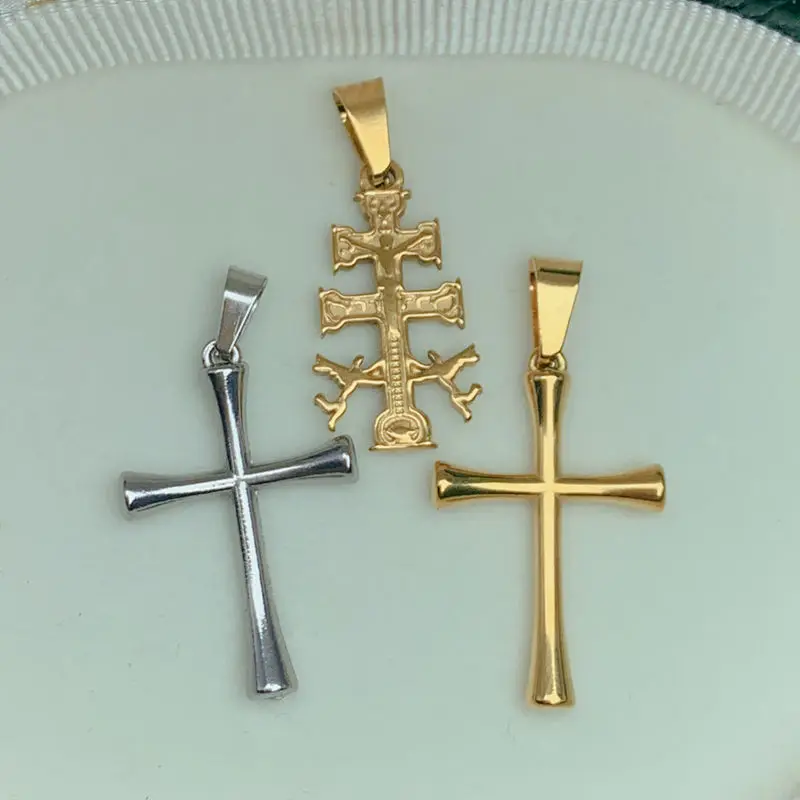 Fashion Stainless Steel Cross Pendants Charms For Jewelry Making DIY Women Men Necklace Accessories