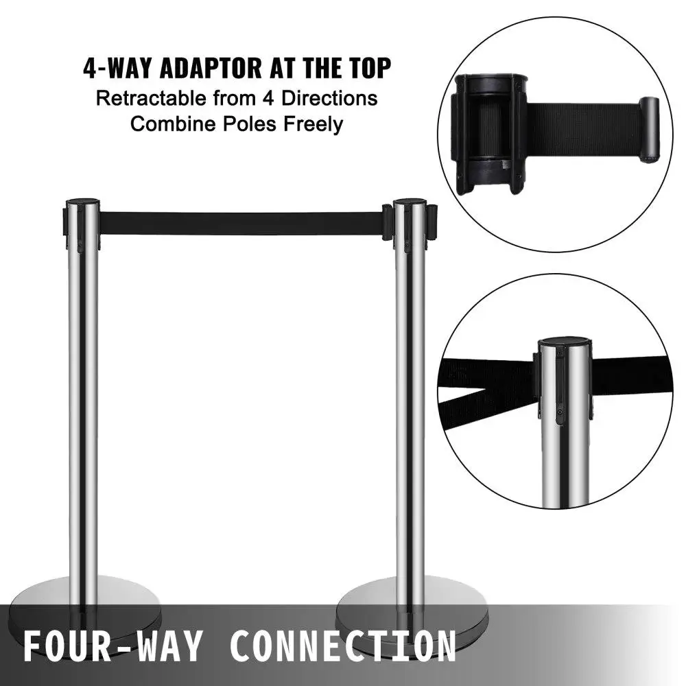 Crowd Control Stanchions Barrieren 6er-Pack mit 3 einziehbaren Riemen für das Eventmanagement