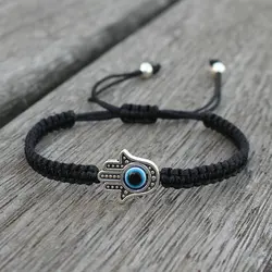 Pulseras Hombre Weaved Men's Fatima Hamsa Hand Bracelet Man Braided Turkish Evil Eye Bracelets For Men Women Spiritual Jewelry