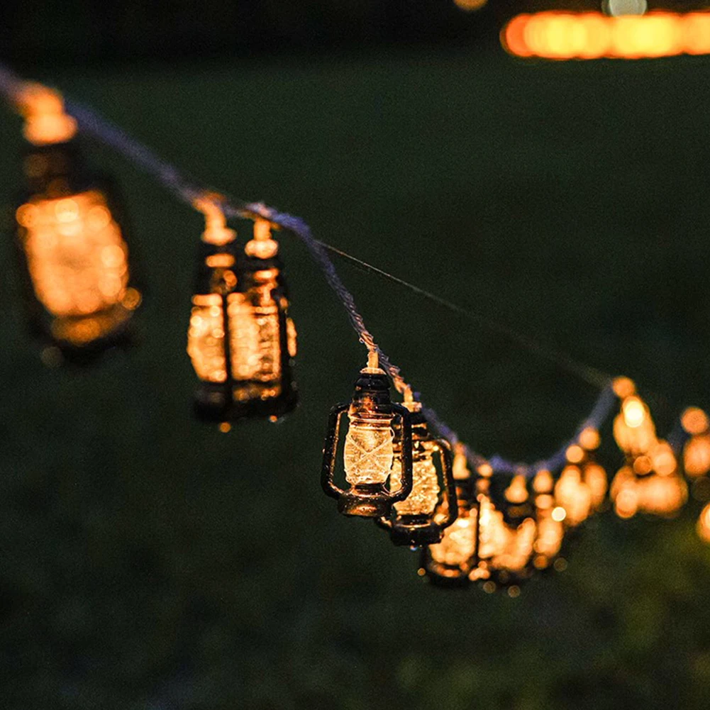 Decoratie Lantaarn Lichtslingers Batterij Aangedreven Mini Retro Kerosinelamp Voor Indoor Buitentuin Tuin Kerstfeest