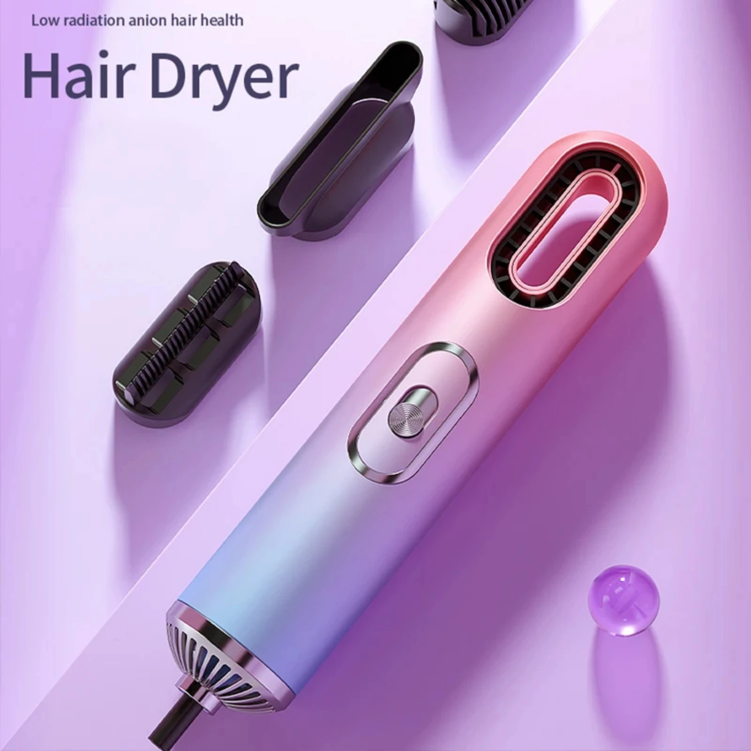 Asciugacapelli professionale stile flusso d'aria, spazzola, asciugacapelli stile pettine con ugello, mini spazzola per capelli lisci portatile