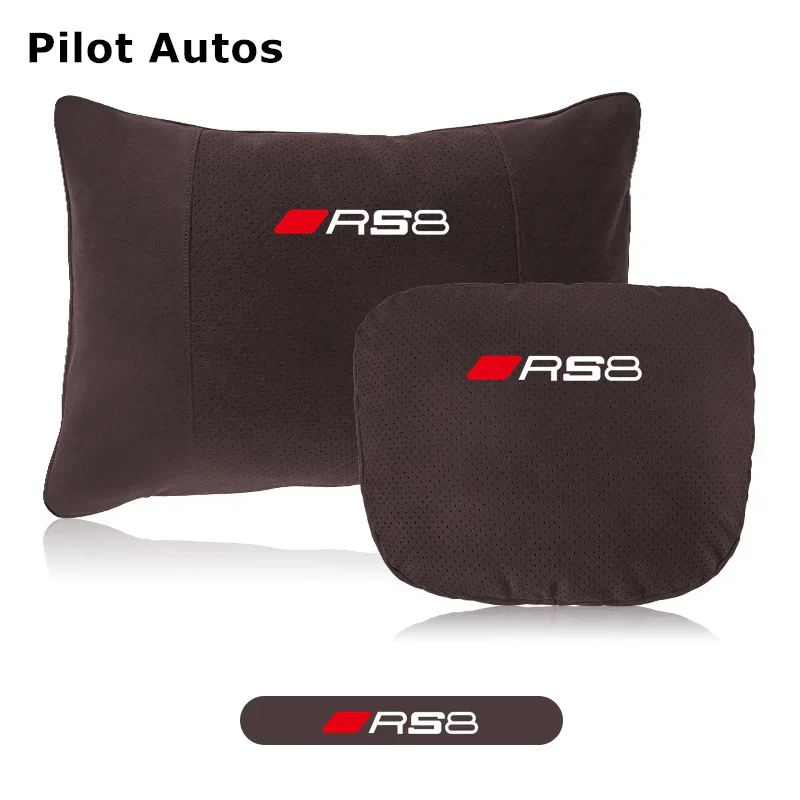

Подушка для подголовника автомобиля Audi RS8, подушка для подголовника сиденья, поддержка поясницы из натуральной кожи, хлопка с эффектом памяти