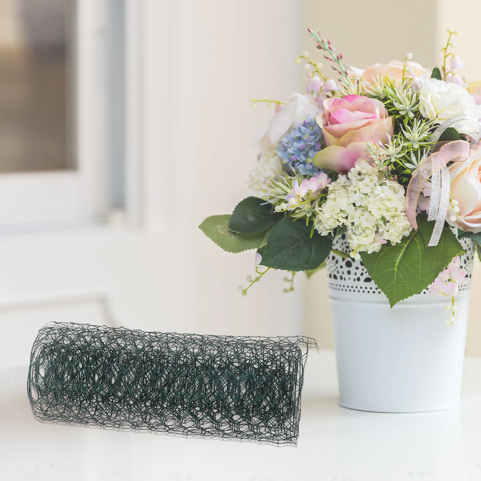 

Floral Wire Netting Green Coated Iron Chicken Wire 0 6mm x 19mm Hole for Arrangements DIY Crafts Plant Cage Supports Gardening
