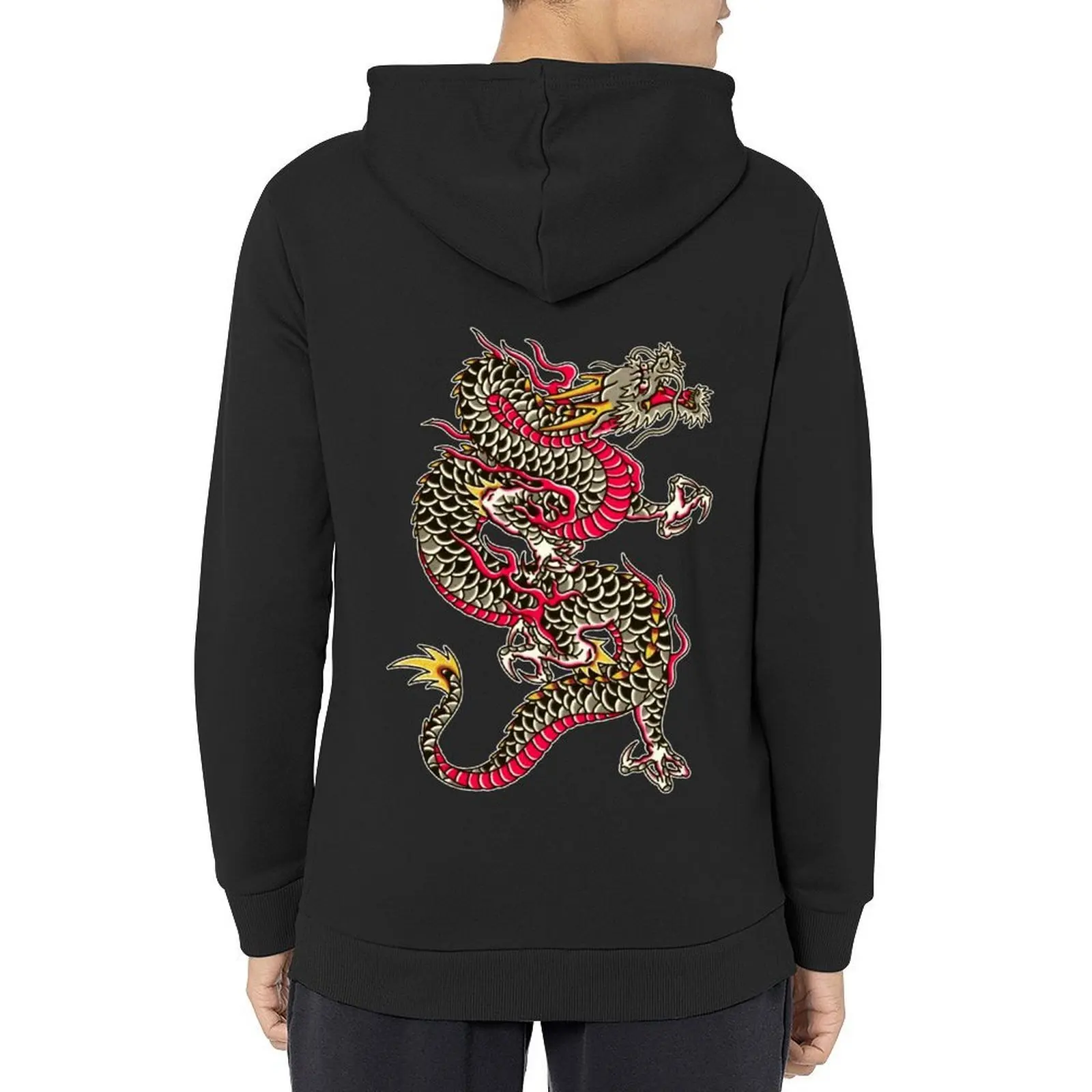 

Traditional Japanese Dragon Tattoo Hoodie hooded shirt korean clothes mens clothing hoodie for men