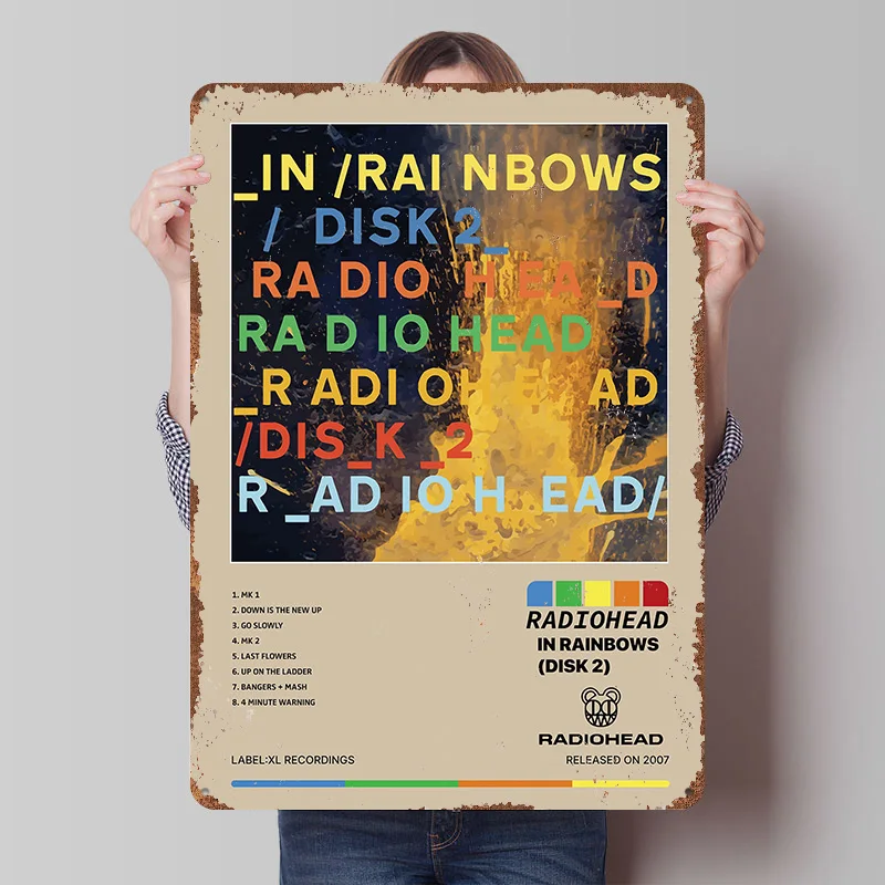 Radiohead In Rainbows Disk 2 Album Art Poster Customized Vintage Metal Signs Wall Art Retro Tin Plaque for Bathroom Decor Room