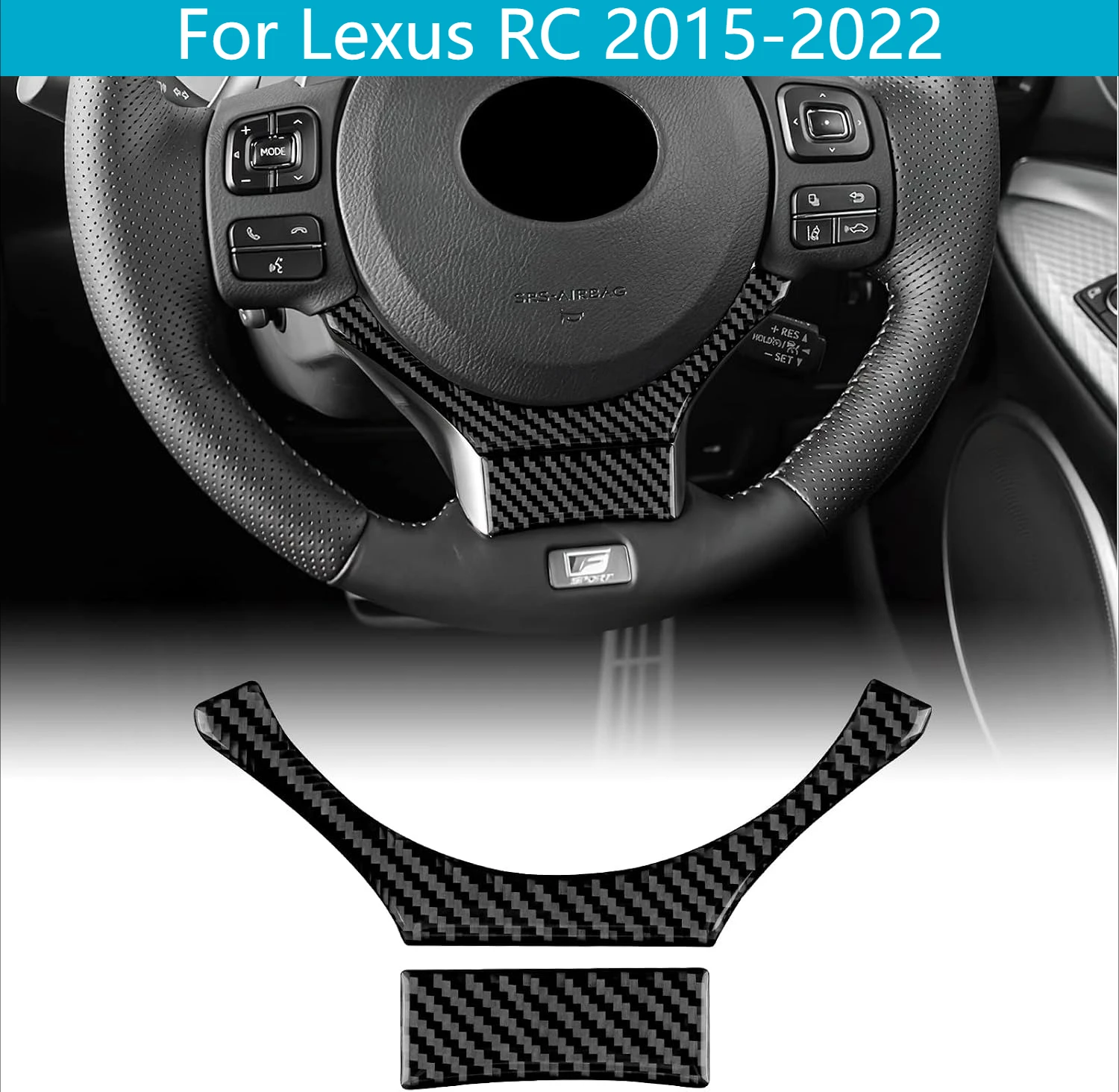 

For Lexus RC 2015 2016 2017-2025 Steering Wheel Button Frame Center Decor Sticker Lower Chin Trim Black Carbon Fiber Precise OEM Cut Anti Scratch Self Adhesive Easy Paste Sport Stylish Trim Wear Resistant Premium Interior Modification Decor Accessories