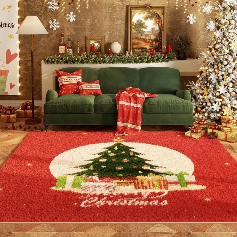 

Christmas Decoration Carpet Red Plaid Simple Bedroom Rug Large Area Home Cute Cartoon Pattern Children's Room Mat Ковер Tapis 러그